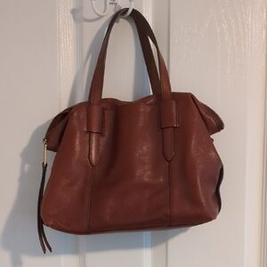 Fossil Brown Leather Tote Crossbody Bag